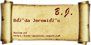 Béda Jeremiás névjegykártya